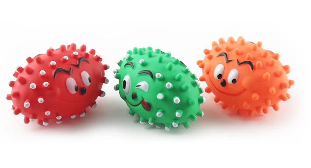 (3 pack) Squeaky Dog Chew Toy Dental Tpr Ball Interactive Dog Basketball Rugby Training Ball